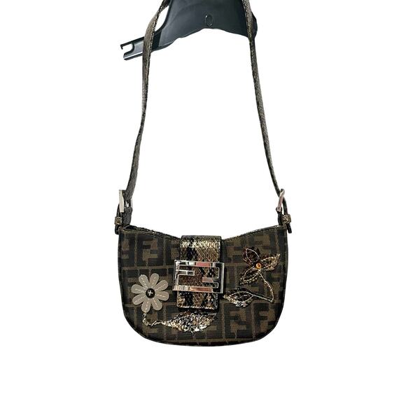 Y2K Mini Brown Floral Shoulder Bag - Picture 1 of 9